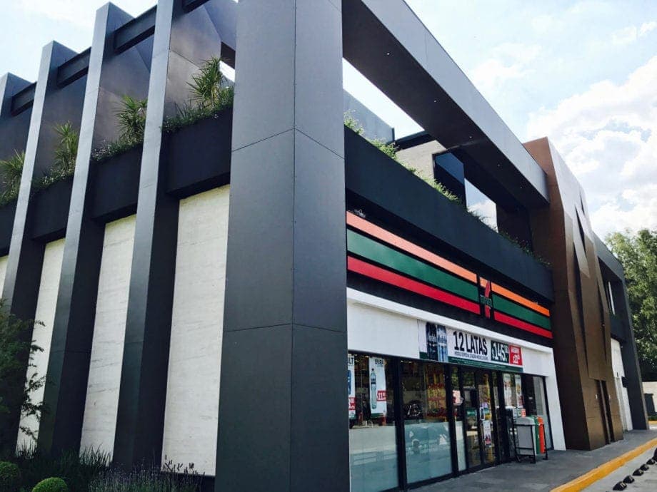 7-Eleven Gas Station in Mexico with Fundermax Max Compact Exterior phenolic panels