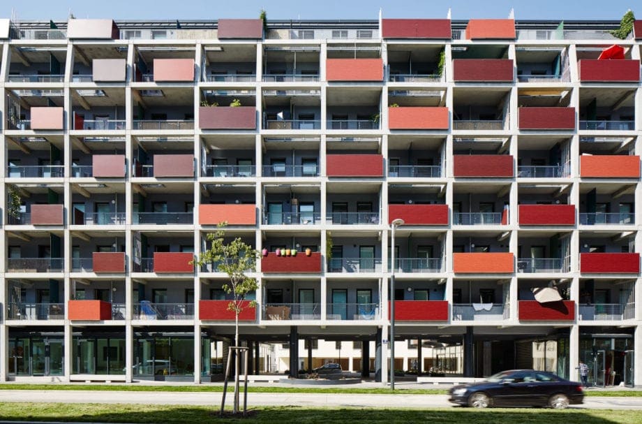 Smart Living Apartments in Vienna using Max Compact Exterior panels with Balconies application from Fundermax
